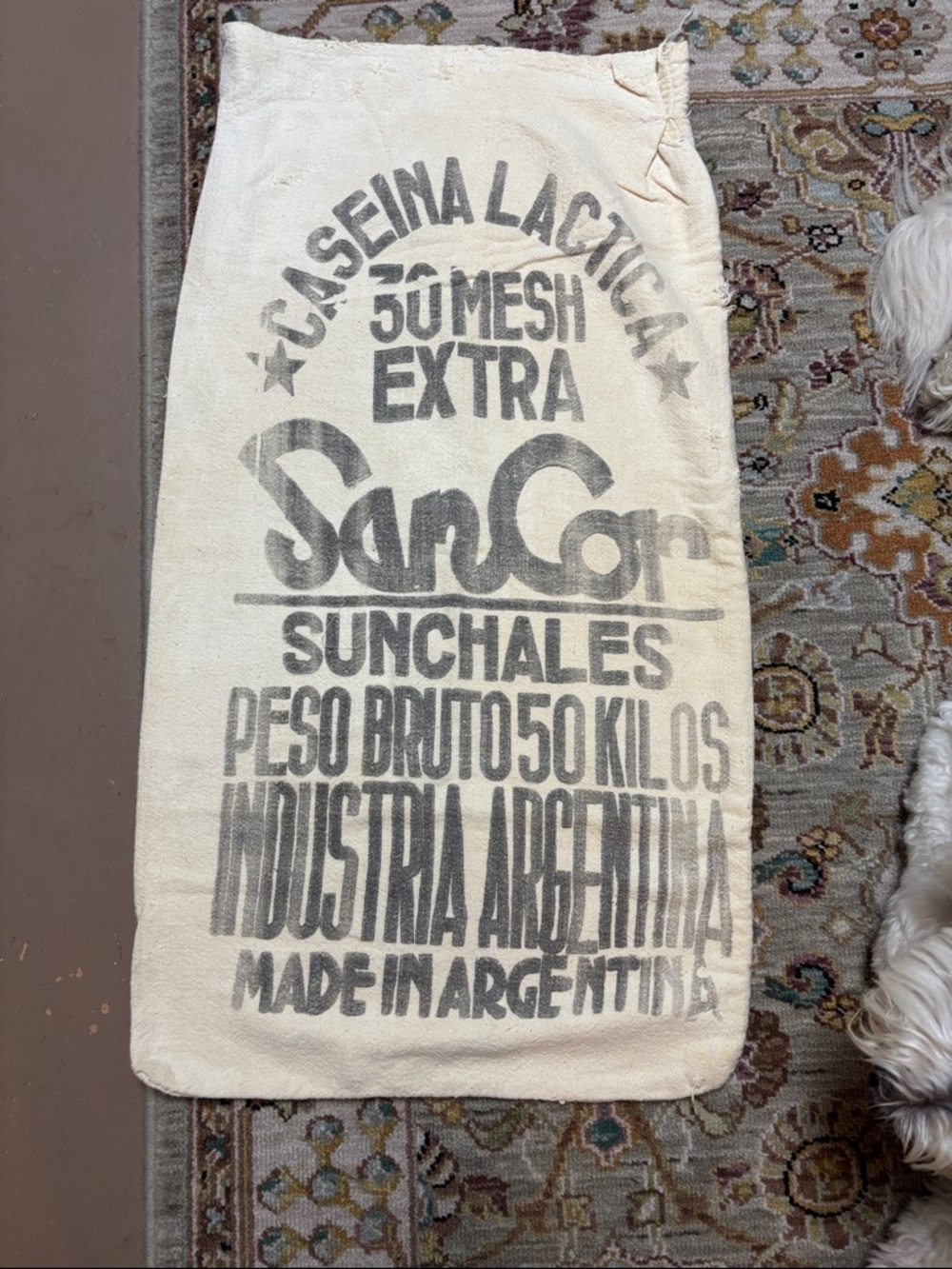 SanCor Vintage Feed Sack  - Cream with Black Print